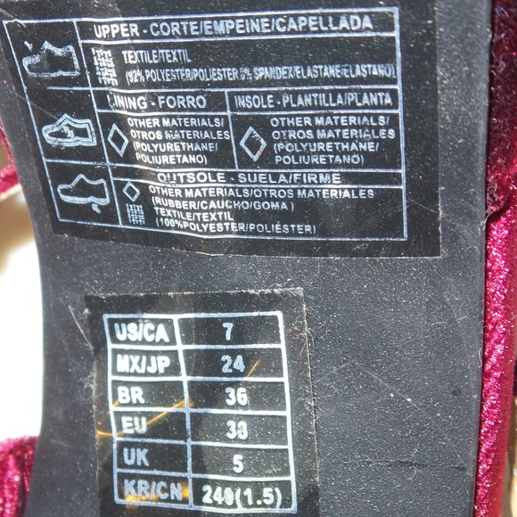 *SOLD* Forever 21 Burgundy Velvet Platform Heels - Picture 6 of 6